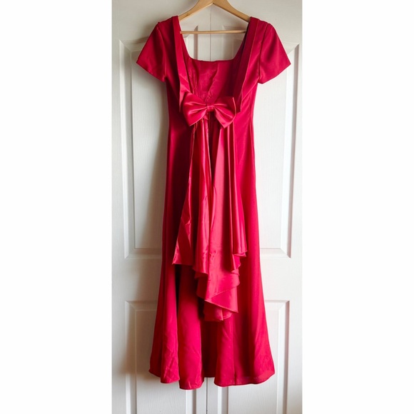 Dave & Johnny Dress Maxi Gown Satin Bow Back Vintage - Picture 4 of 9